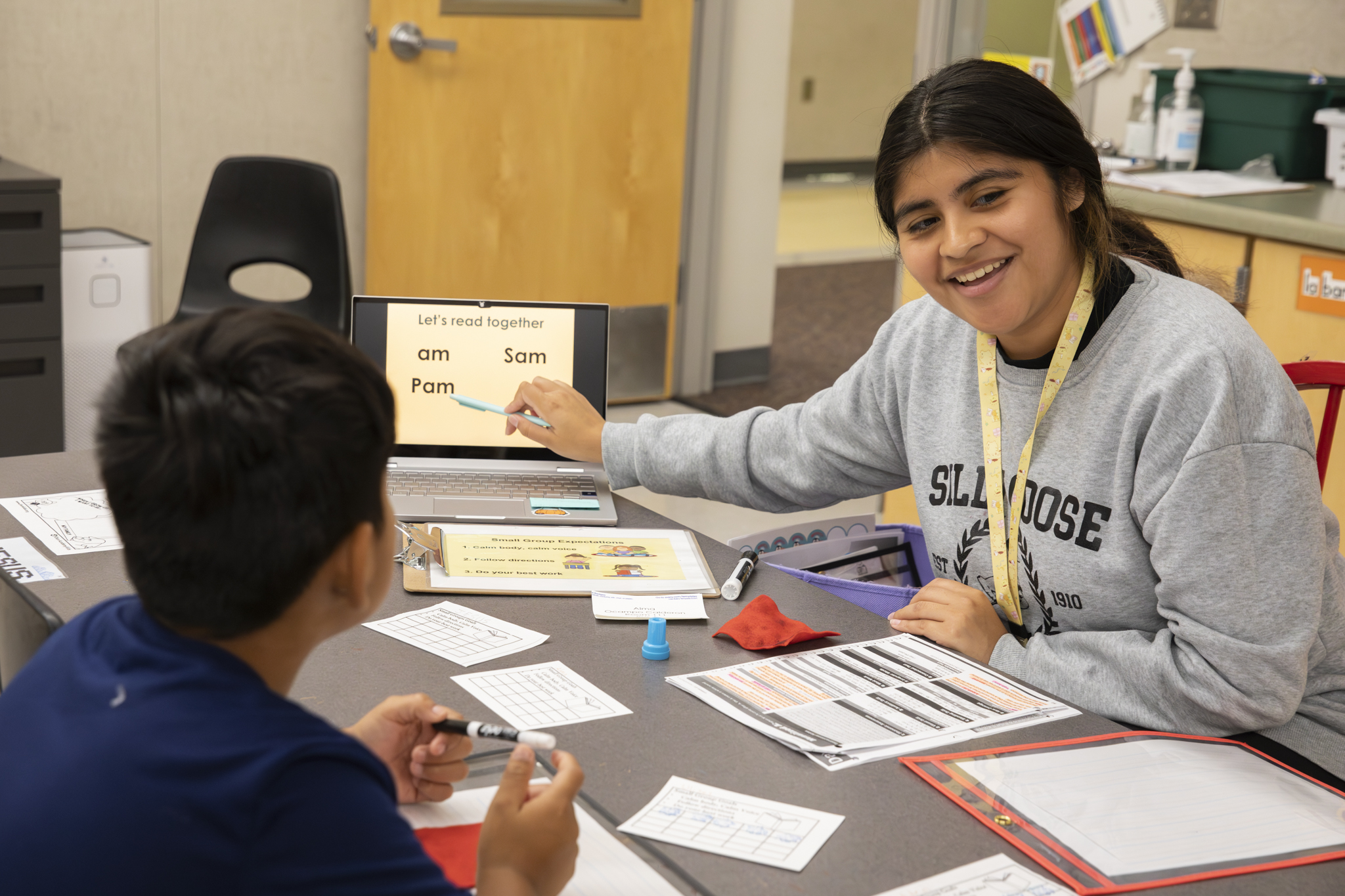 A teacher in a classroom