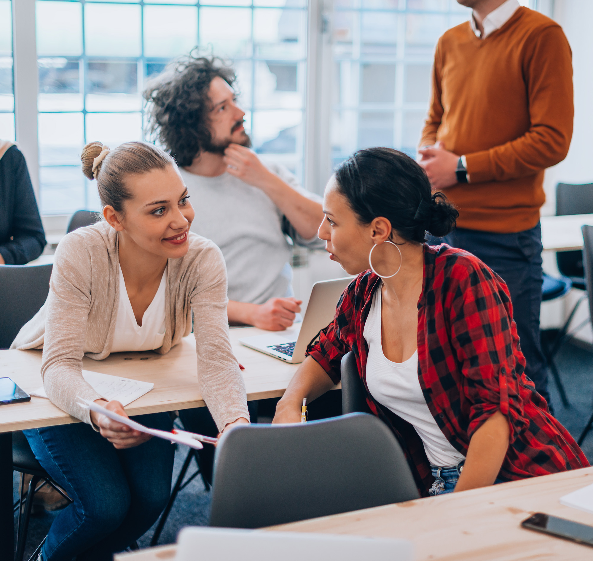Students collaborating in a classroom